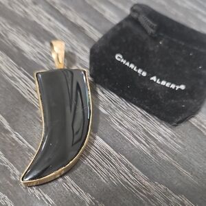 Charles Albert Onyx and Gold Horn Pendant